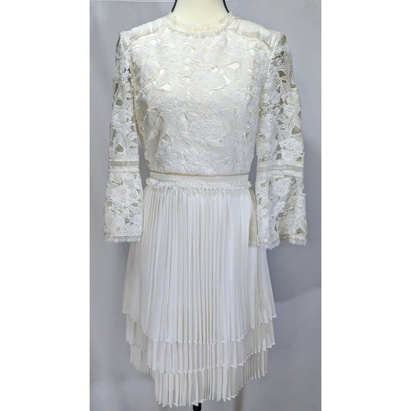 Ted Baker London Stefoni Tie The Knot Bridal Lace Pleated Dress Size 1(Us 4) Nwt